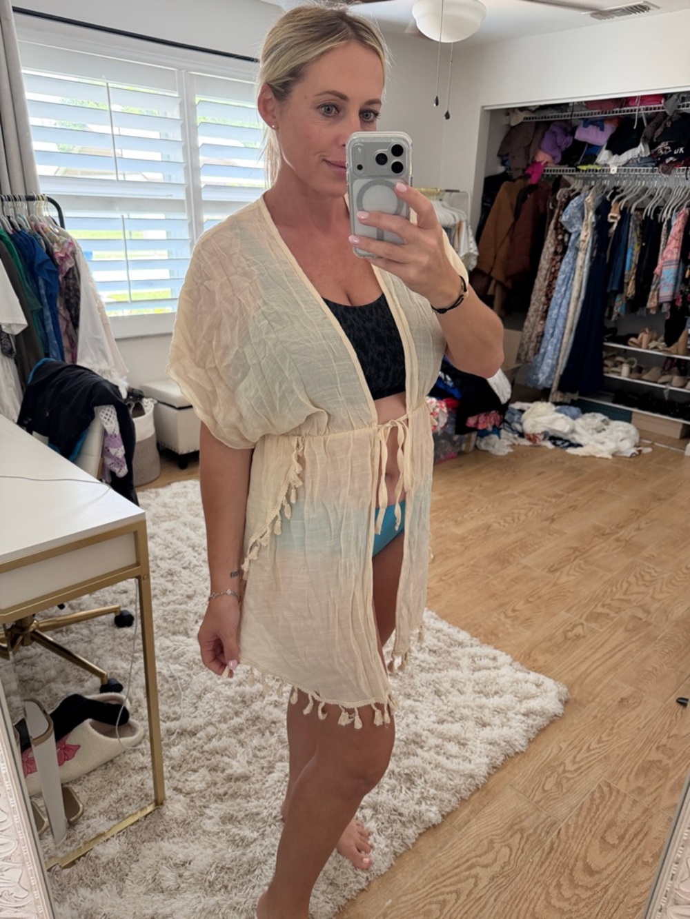 Lightweight Cream Tassel Beach Cover-Up